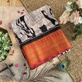 Vriksham Black Kalamkari Saree With Kanchi Border-VS4394